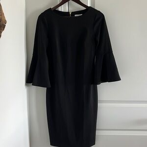 Calvin Klein Long Sleeve Cocktail Dress w/Gold Zipper